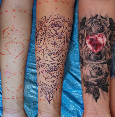 Tattoos - Roses and gem - 111942